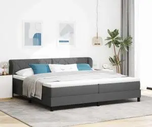 vidaXL Pat box spring cu saltea, gri închis, 200x200 cm, textil
