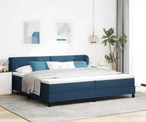 vidaXL Pat box spring cu saltea, albastru, 200x200 cm, textil