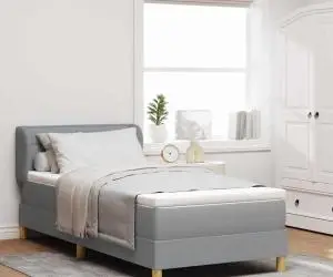 vidaXL Pat box spring cu saltea, gri deschis, 80x200 cm, textil