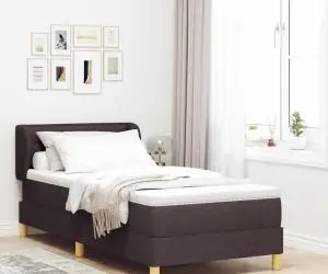 vidaXL Pat box spring cu saltea, maro închis, 80x200 cm, textil