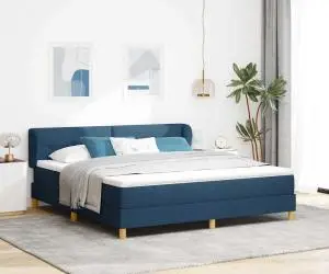 vidaXL Pat box spring cu saltea, albastru, 180x200 cm, textil