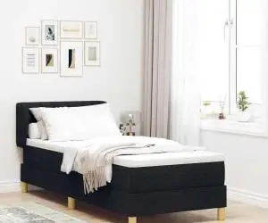 Pat box spring cu saltea, negru, 80x200 cm, textil
