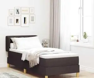 Pat box spring cu saltea, maro deschis, 80x200 cm, textil