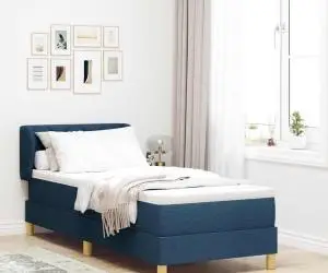 Pat box spring cu saltea, albastru, 80x200 cm, textil