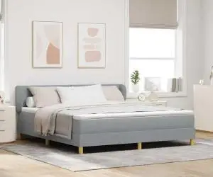 vidaXL Pat box spring cu saltea, gri deschis, 180x200 cm, textil