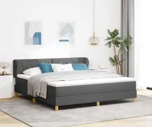 vidaXL Pat box spring cu saltea, gri închis, 180x200 cm, textil