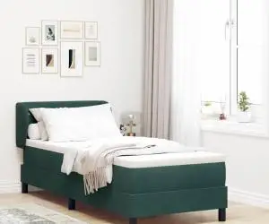 vidaXL Pat box spring cu saltea, verde închis, 80x200 cm, catifea