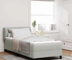 Pat Box Spring vidaXL cu Saltea Gri Deschis 90x190 cm Catifea