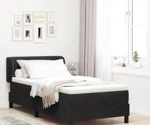 Pat cu saltea vidaXL Black 90x200 cm Catifea
