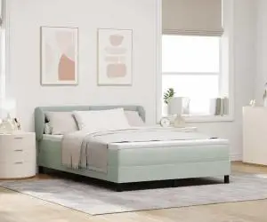 Pat cu saltea vidaXL Gri deschis 140x190 cm Catifea
