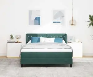 Pat cu arcuri și saltea vidaXL Verde Întunecat 160x200 cm Catifea