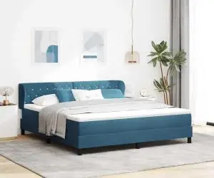 Pat cu saltea Box Spring vidaXL Albastru închis 180x200 cm Catifea