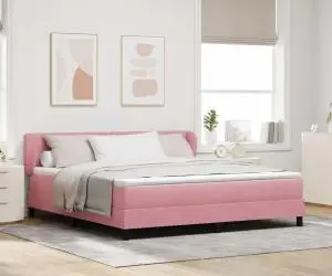 vidaXL Pat cu arcuri și saltea roz 180x200 cm