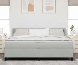 Pat cu suport box spring și saltea vidaXL Gri deschis 200x200 cm Catifea