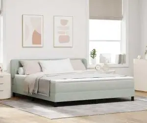 Pat cu saltea vidaXL Gri deschis 180x200 cm Catifea