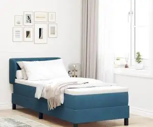 vidaXL Pat cu arcuri și saltea Albastru Întunecat 80x200 cm Catifea