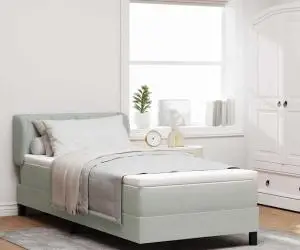 Pat Box Spring vidaXL cu Saltea Gri deschis 90x200 cm Catifea