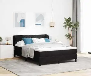 vidaXL Cadru de Pat Box Spring cu Saltea Negru 140x190 cm Catifea