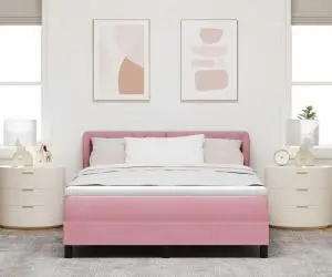 Pat cu saltea vidaXL roz 140x190 cm din catifea