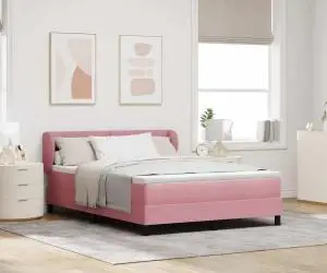 Pat cu saltea Box Spring vidaXL Roz 160x200 cm Catifea