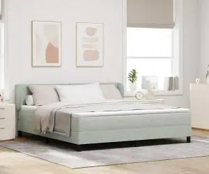 vidaXL Pat box spring cu saltea, gri deschis, 180x200 cm, catifea