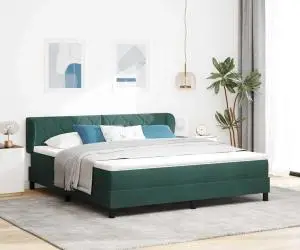 Pat Box Spring vidaXL cu Saltea Verde Întunecat 180x200 cm Catifea
