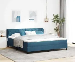 vidaXL Pat cu somier și saltea Albastru Întunecat 180x200 cm Catifea