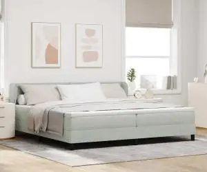 vidaXL Pat box spring cu saltea, gri deschis, 200x200 cm, catifea