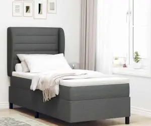 vidaXL Pat cu saltea box , gri închis, 100 x 200 cm