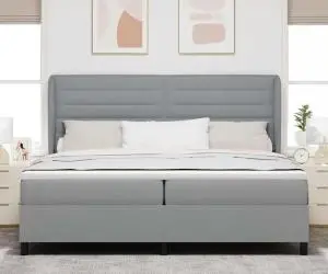 vidaXL Pat cu saltea gri deschis 200x200 cm
