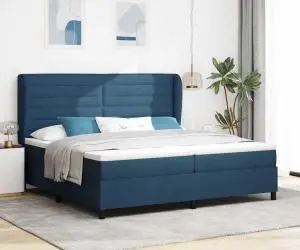 vidaXL Pat cu saltea box Albastru 200x200 cm, țesătură.