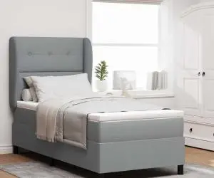 vidaXL Pat cu Saltea Gri deschis 90x190 cm