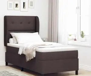 vidaXL Pat cu arcuri cu saltea maro închis 90x190 cm