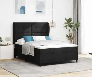 vidaXL Cadru de pat cu saltea Neagră 140x190 cm, material.