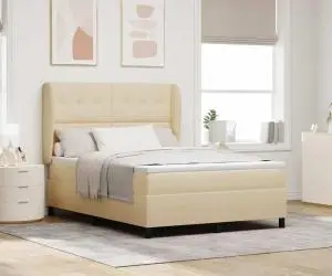 vidaXL Pat cu saltea , crem, 140 x 190 cm.