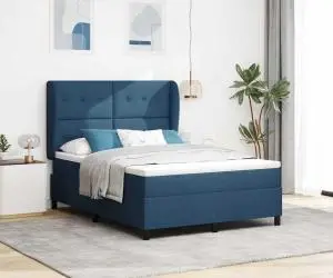 vidaXL Pat cu saltea pocket albastră 140x190 cm