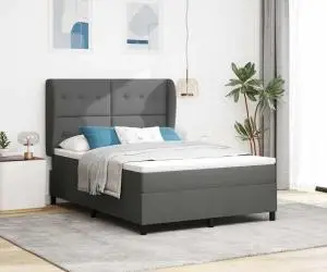 vidaXL Saltea Box cu saltea - Gri închis, 160x200 cm, material.