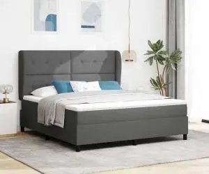 vidaXL Pat cu arcuri și saltea Gri închis, 180x200 cm, Țesătură
