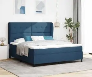 vidaXL Pat cu saltea viuXL Albastru cu arcuri, 180x200 cm, fabricată