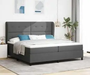vidaXL Pat cu arcuri și saltea gri închis, 200 x 200 cm