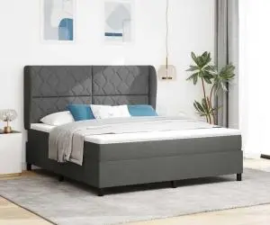 vidaXL Pat cu saltea , gri închis, 180x200 cm, din material