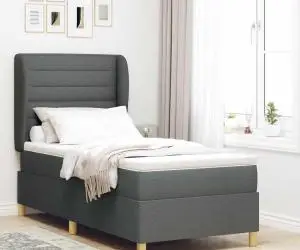 vidaXL Pat box spring cu saltea, gri închis, 80x200 cm, textil