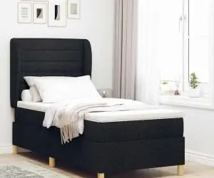 vidaXL Pat box spring cu saltea, negru, 80x200 cm, textil