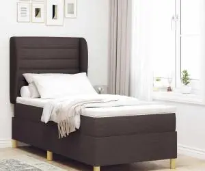 vidaXL Pat box spring cu saltea, maro închis, 80x200 cm, textil