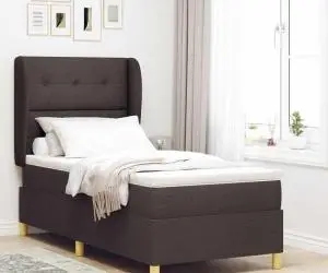 Pat box spring cu saltea, maro închis, 80x200 cm, textil