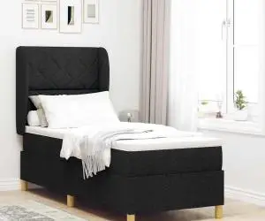 Pat box spring cu saltea, negru, 80x200 cm, textil