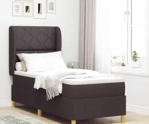 Pat box spring cu saltea, maro închis, 80x200 cm, textil