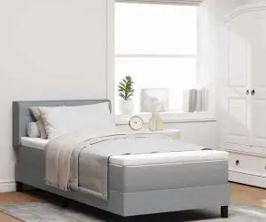 Pat Box Spring cu Saltea - Gri Deschis, 90 x 190 cm, Material