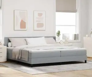 Pat cu arcuri și saltea - Gri deschis - 200 x 200 cm - Material