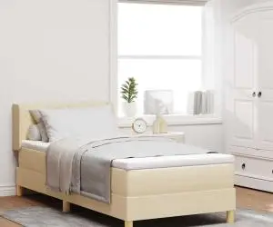 Pat Box Spring Crem 90 x 200 cm, din textil.